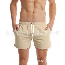 男士運動休閒沙灘短褲, 卡其色