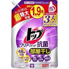 獅王 Lion トップ クリアリキッド 洗衣精 室內晾曬專用 48小時淨味 深層潔淨 950g, 1個, 獅王洗衣精抗菌消臭洗衣精-900g補充包