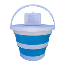 優選樂購 30L折疊桶 新款加厚洗衣桶 泡腳桶 便攜硅膠蓄水桶 臟衣藍洗車桶 提水桶 收納水桶 折疊水桶 摺疊水桶 儲水, 15升圓形旋蓋帶投魚口藍色, 1個
