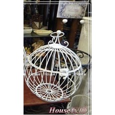 *︵House傢飾︵* 吊式洗白圓形鐵製鳥籠/花器 限量款, 小