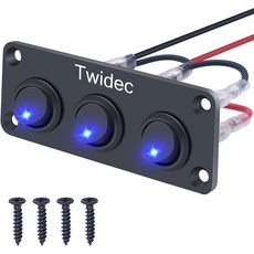 Twideec3 갱 로커 토글 스위치 패널 2V DC 원형 도트 조명 20A 3핀 SPST 제어 차량 또는 보트 블루 LED KCD2-02N-BU-XBZ, red