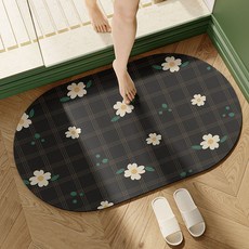 록신 1+1 빨아쓰는 규조토 발매트 화장실 욕실 발매트 규조토 발매트 60*40cm, 블랙체크*2개입