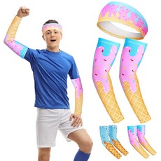 Mepase 야구 아이스크림 드립 암 슬리브 머리띠 야구 파티 선물 성인 농구 축구 골프 스포츠 용품 2개 핑크 458006, Mepase 야구 아이스크림 드립 암 슬리브 머리띠 파