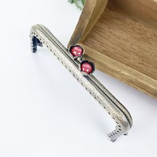 헤세드 (NEW) 12.5cm 사각 연꽃잎 구슬 동전지갑프레임, 다크레드, 1개