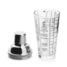 全套調酒工具組含雪克杯量杯濾冰器 不鏽鋼材質 黑色底座，專業調酒師推薦，輕鬆調製各式雞尾酒, 玻璃雪克杯, 1個