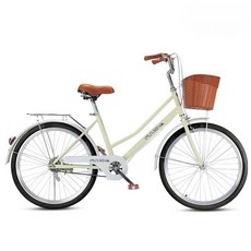 클래식 여성용 자전거 동네 마실용 바구니 자전거 24 26인치, 1개, 170cm, A_베이지 [싱글기어] 블랙 에어타이어 24인치