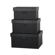 고급 가죽 휴대품 호텔 보관함 캐비닛 수납상자 보관, 1개, D. 검은색 직조 질감