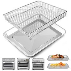 Cuisinart TOA-60 TOA-65 TOA-70 토스터 에어 프라이어 컨벡션 오븐용 바스켓 트레이 교체품 31.9 x 27.9cm12.4 11인치 메시 스틸 와이어 랙, 12.4''x11'' For 1 Set Tray and