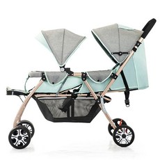 제이펀 스토어 쌍둥이휴대용유모차 경량 연년생, 로터스그린 세트 2 쿨링매트+모기장