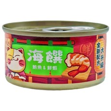 海饌 貓罐頭 白身鮪魚系列 貓罐 80g, 24個, 白身鮪魚&鮮蝦(綠)80g, 混合口味