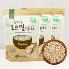 이든타운 유기농 오트밀 퀵롤드오츠, 1kg, 3개