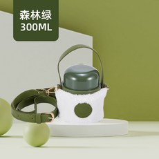 臺灣*出貨 保溫燜燒杯女316不鏽鋼外出迷你悶燒杯壺上班保溫飯盒學生燜粥罐, 300ml森林綠316+揹帶, 1個