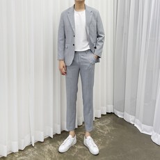 아도르클래식 모던 린넨 스판 캐주얼 빅사이즈 통기성 정장세트