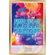 Trends International 트롤: 밴드 투게더 비바와 양귀비 at TrollaPalooza 벽 포스터 22.4L x 14.7W 프리미엄 및 마운트 번들 282019, 22.4L" x 14.7W", 골드 프레임 버전, 1개