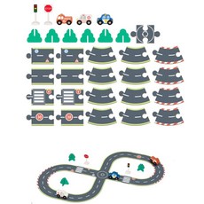 유치원 길안내주행 도로교통 신호표지판 조립퍼즐 아기원목퍼즐 유아교구 퍼즐완구, 29피스, 1개