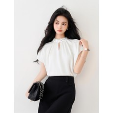 時尚領口設計寬鬆顯瘦透氣女士上衣