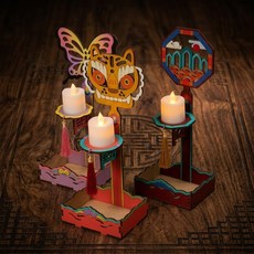 전통 촛대 만들기 DIY 키트 호롱불 명절 설날 민속놀이 어린이 미술 교구, 본품+ 티라이트 나비