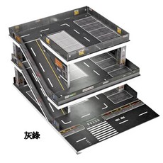 三層停車場模型場景，精緻道路細節，模型車收藏展示最佳選擇, 1個