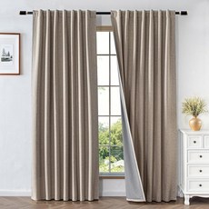 RainCharm 침실용 243cm(96인치) 커튼 암막 커튼 243.8cm(96인치) 길이 2 패널 세트 단열 그로밋 에너지 절약 룸 다크닝 드레이프 거실 창문용(너비