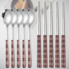 Ryusei 버니쉬 공예 다양한 색상 5가지 시리즈 고급스러운 실버 예쁜 한식수저세트 5007, 소박, 5, 갈색, 1개