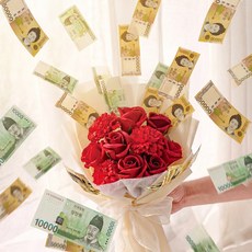로나파티 용돈박스 카네이션 꽃다발 칠순 환갑 부모님 어버이날 용돈 머니건 생일, 꽃다발 용돈 박스 - 레드, 1개