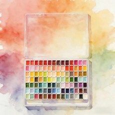 색 고체 수채화 물감 포장 박스 휴대용 전문 여행용 미술, 1개, 3. 98 colors set