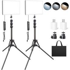 scrhot 2개 세트 LED 비디오 조명 키트 스튜디오 스크로트 사진 촬영 64인치 삼각대 스탠드 포함 조광 가능 28008400K 팟캐스트 패널 영상 촬영게임 라이브 스트리