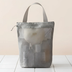 피치미 메쉬 목욕 샤워 가방 세안백 수영장 목욕탕 헬스장 파우치, 그레이