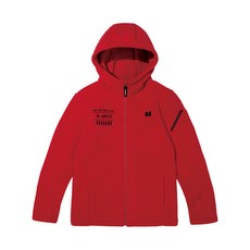 험머 H1 여성 그래픽 로고 보아 플리스 본딩 후드 자켓 레드