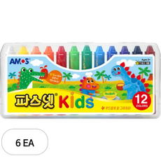 아모스 파스넷 키즈 크레용, 12색, 6개