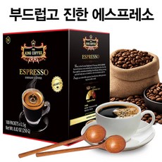 깊은 풍미 진한 블랙 킹에스프레소 커피 스틱 100T 대용량+천연옻칠 고급 티스푼 2p증정, 1개, 커피스틱 100t + 티스푼 2p