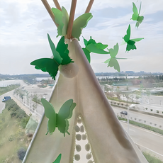 도르 페이퍼 나비 봄 모빌 가랜드 3m 파티 장식 세트, 그린화이트