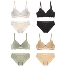 無縫蕾絲內衣內褲 8入 4色