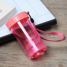 防摔水杯 塑料材質 簡約設計 男女通用 運動便攜 學生適用 輕量耐用好清洗+淺粉+310ml, 1個, 1L, 淺粉:310ml