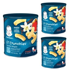 거버 릴 크런키 베이크드 콘 스낵 어린이곡물과자 42g, 바닐라 + 메이플(Vanilla + Maple), 3개