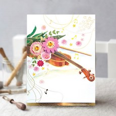 꽃과 바이올린카드 FT1039-1, 종이, 상세설명 참조