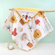 嬰兒包巾抱被 現貨四季純棉抱被 90*90cm 寶寶包巾 嬰幼童 寢具 毯子 嬰兒被 包被 抱毯 被子, 花邊獅子【+腰帶】約90*90cm
