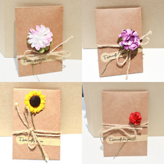 루비크 감성 미니 플라워 카드 고급 편지지 봉투 세트 4개입, 플라워4종, 1팩