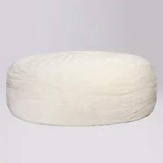 FOAM SAC 맞춤형 셰르파 라이트 그레이 특대 9피트 라운드 인조 모피 대형 콩주머니 의자 소파 침대 xxxl, 01 white 153x65cm