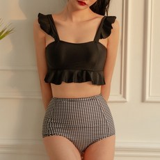 VERAF 荷葉邊袖+高腰泳褲套裝 753F