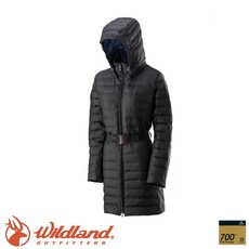 Wildland 荒野 女 輕四層700FP中長羽絨衣 黑色