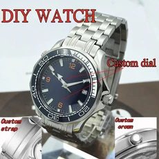 DIY 시계 41mm 남성호환 다이빙 NH35 자동 무브먼트 세라믹 베젤 돔형 사파이어 글래스 발광 방수 솔리드