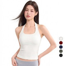 Veimia 홀터넥 나시 브라탑 여성 슬림핏 캡내장 런닝 데일리운동 여름 민소매