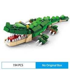호환 블록 Moc 해양 물고기 동물 상어 호랑이 올빼미 악어 모델 세트 빌딩 DIY 조립 장난감 선물 3in 1, 1) 194PCS - No Box