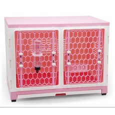 Nicole寵物 愛琴海寵物室內全配籠子677D（升級版）附飼料碗 飲水器 貓籠 狗屋 狗籠 兔籠, 粉色, 1個