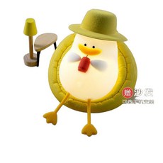 해피덕 행복한 오리 특이한무드등 침실 조명 불멍무드등 수면 수유등 미니 램프 LED, 노랑소파x해피덕+USB케이블+선물가방, 1개