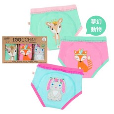 ZOOCCHiNi 女童尿布訓練褲 3入組 - 可愛動物學習褲, 夢幻動物8005, 1套