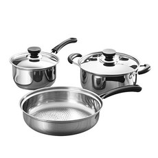不鏽鋼禮品套裝鍋廚房三件套鍋具湯鍋奶鍋煎鍋三件套禮品, 電木柄套裝,., 1個