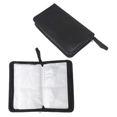 80 모조 가죽 자동차 CD 팩 운반 케이스 커버 디스크 보관 거치대 슬리브 지갑 앨범 하드 박스 DVD, Bla