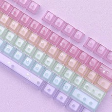 115 Keys Rainbow Keycaps PC Translucnt Backlit Custom Keycap Set for Cherry Profile Cute Frosted, 115 Keys Rainbow Keycaps, PC T